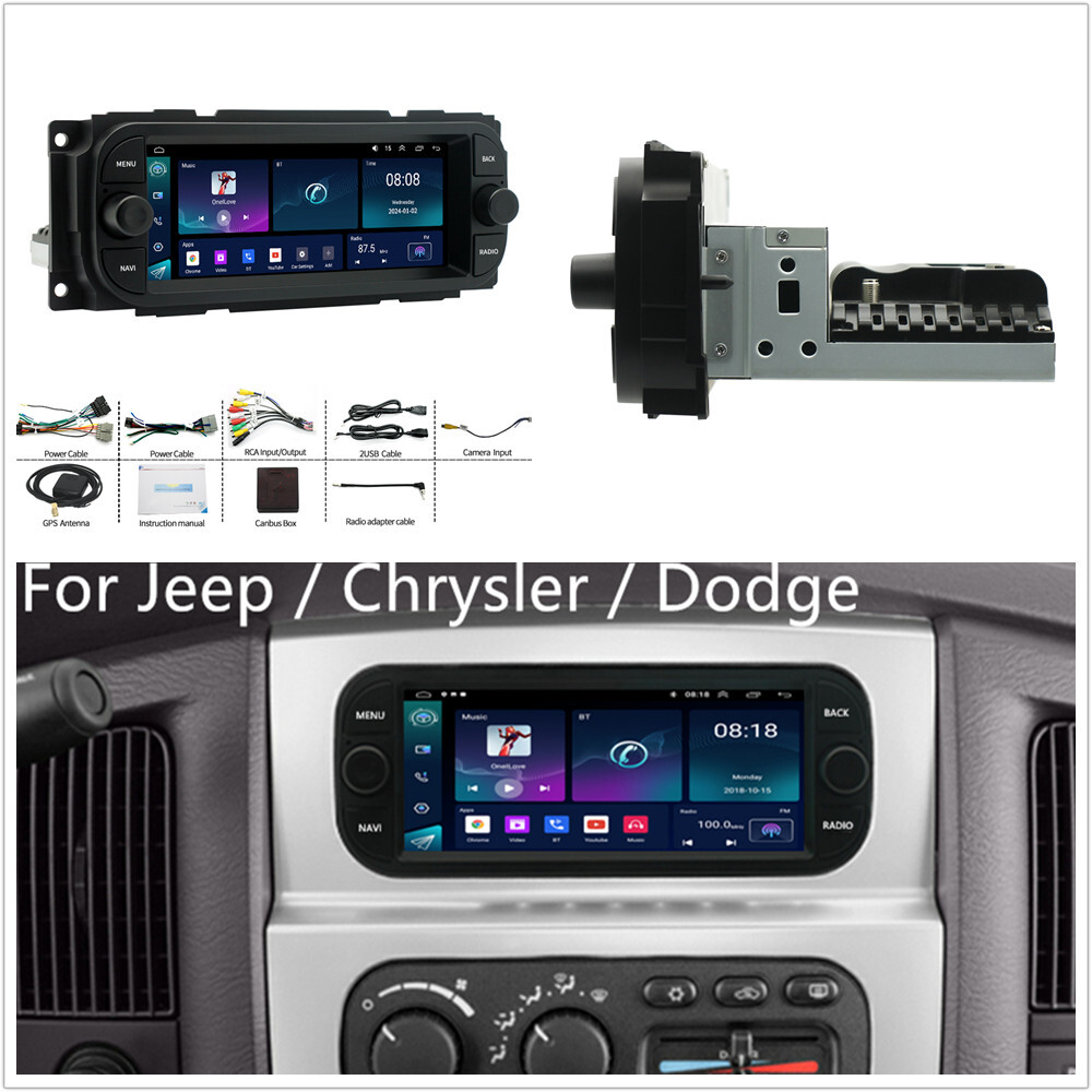 6.8"" For Jeep Chrysler Dodge Android Car Stereo Radio GPS Navi Head Unit Carplay