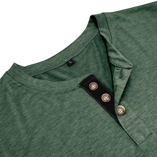 Men's Long Sleeve Henley Shirt Cotton Work Casual Slim Fit T-Shirt 3 Button Tee - Picture 41 of 97