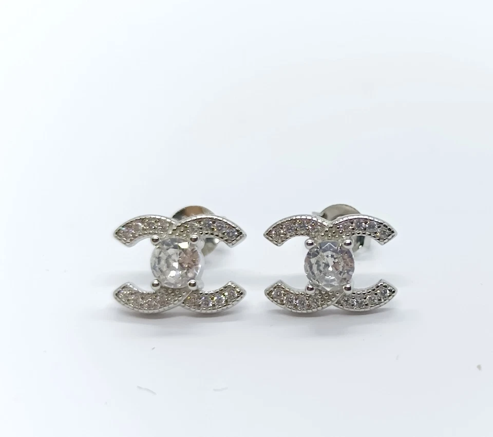 Orecchini donna argento 925  modello c zirconi bianchi - Immagine 4 di 4