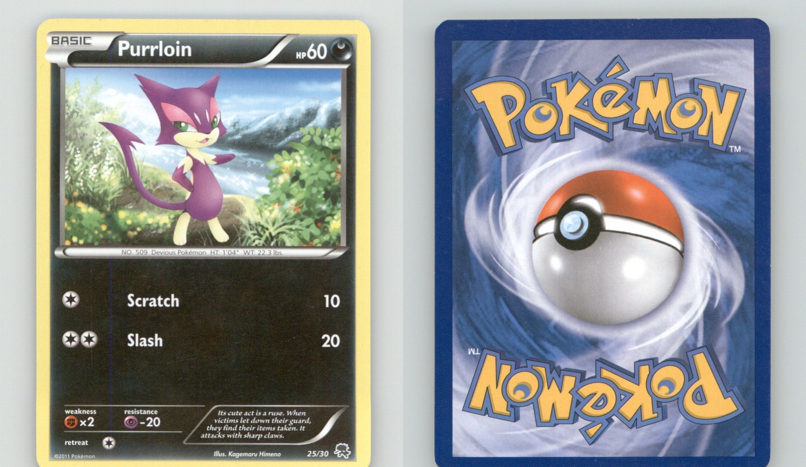 PURRLOIN (#25) 25/30 COMMON BW TRAINER KIT: EXCADRILL & ZOROARK POKEMON NM/M