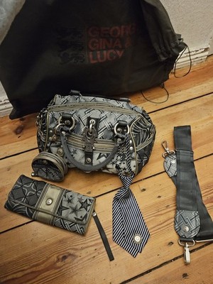 GGL Mirror Me Tasche George Gina and Lucy Sterne Grau Schwarz Yk2 Vintage 90s