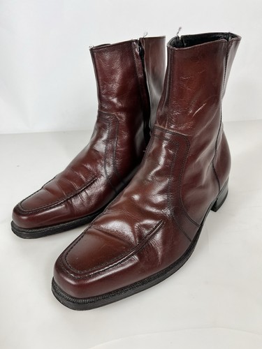 Stivaletti Florsheim da uomo taglia 9,5 D in pelle bordeaux con zip laterale - 861 - Foto 3 di 7