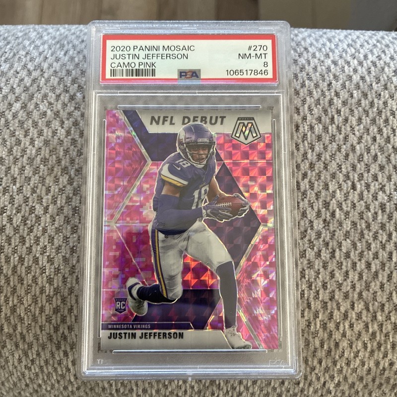 2020 Mosaic Justin Jefferson Pink Camo Rookie RC PSA 9 - Minnesota Vikings