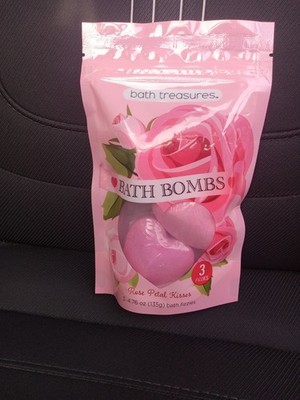 *Set of 2*Bath Treasures Bath Bombs Rose Petal Kisses Scent  Pack Pink Unisex