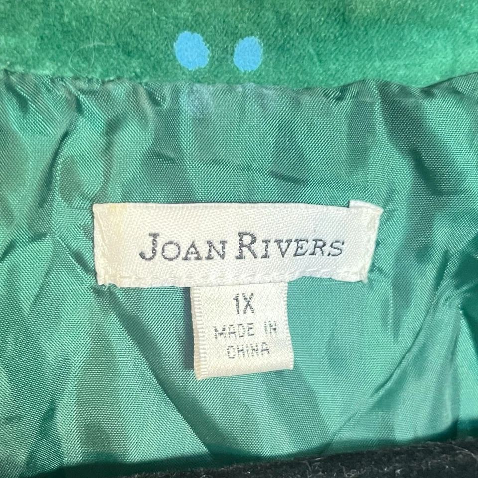 CHAQUETA BLAZER DE TERCIOPELO VERDE JOAN RIVERS FESTIVA NAVIDAD VACACIONES TALLA GRANDE 1X Foto 4 de 4