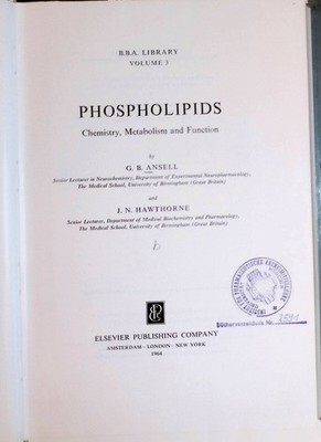 Phospholipids: Chemistry, Metabolism and Function Ansell, G.B. and J.N. Hawthorn