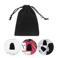 20 Pcs Black Flannel Drawstring Pouches For Jewelry Glasses Gift Storage Bags
