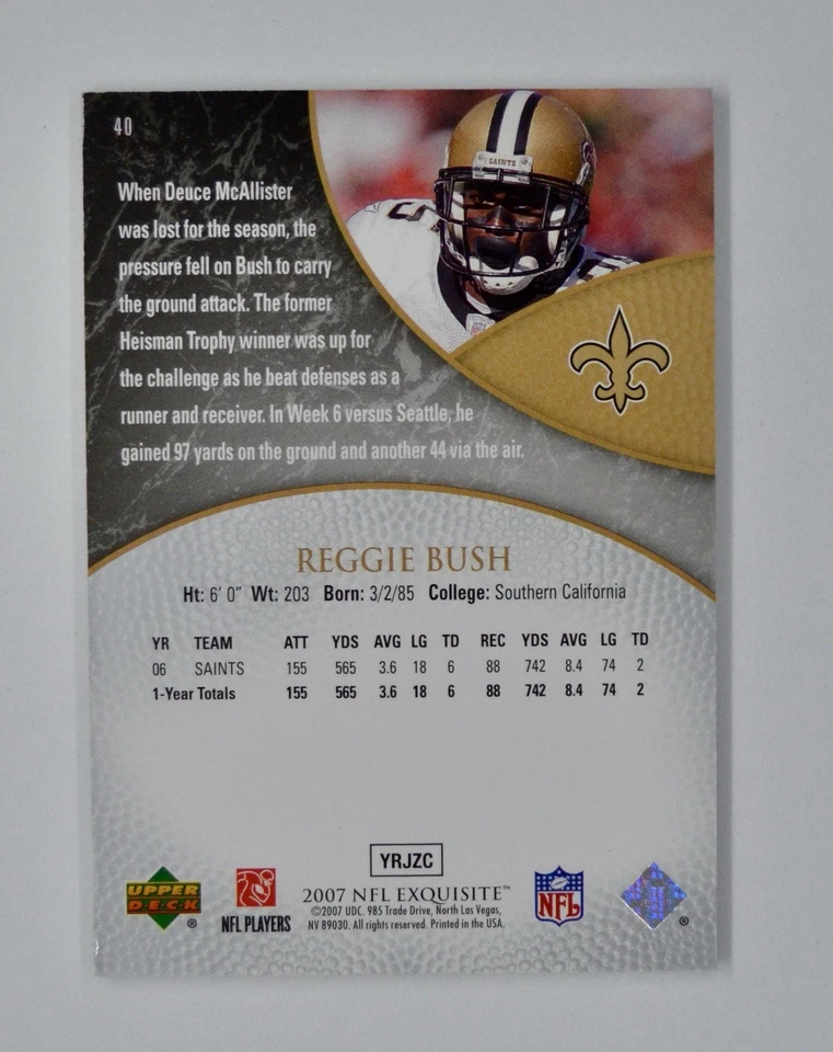 2007 Upper Deck Exquisite Collection - Reggie Bush #d 004/150 - Image 2 of 4