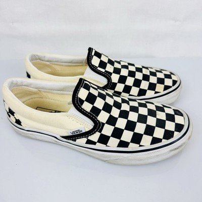 VANS Asher Checkerboard Slip On Black Cream White Rubber Men's 6 Women's 7.5