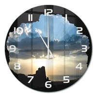 Edle Runde Wanduhr Aus GehäRtetem Glas Sonnenuntergang WeißE Zeiger Fi60 Cm