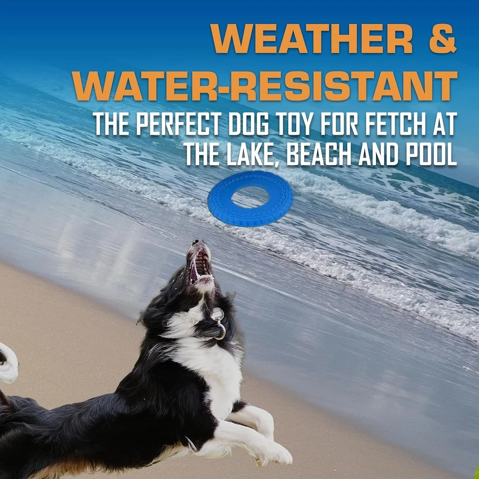 Nerf Dog Rubber Tire Flyer Dog Toy Frisbee Lightweight Durable, Blue - Image 4 of 4