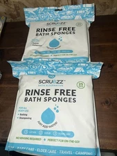 Scrubzz Disposable Rinse Free Bathing Sponge Wipes 25 Pack Single Use (2 packs) 