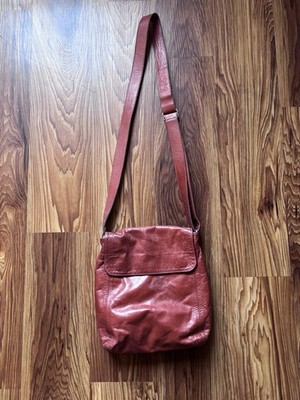 M0851 Red-Brown Leather Crossbody Bag Made In Canada