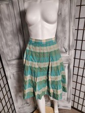 60's Mini Skirt Pleated Plaid Vtg Mod Boho Highschool School Girl XS 24" Waist