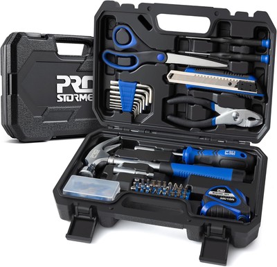 Prostormer 93-Piece Tool Kit, Basic Household Repair Set with Black+blue 