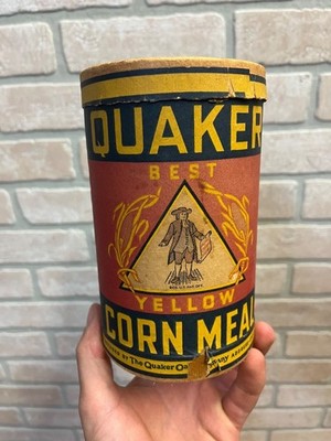 Vintage 1930s Quaker Oats Best Chicago Yellow Corn Meal Cardboard Canister Box