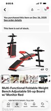 Multi-Functional Foldable Weight Bench Adjustable Sit-up Board w/ Monitor Red