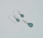 925 Solid Sterling Silver Aquamarine Hook Earring Pendant Set