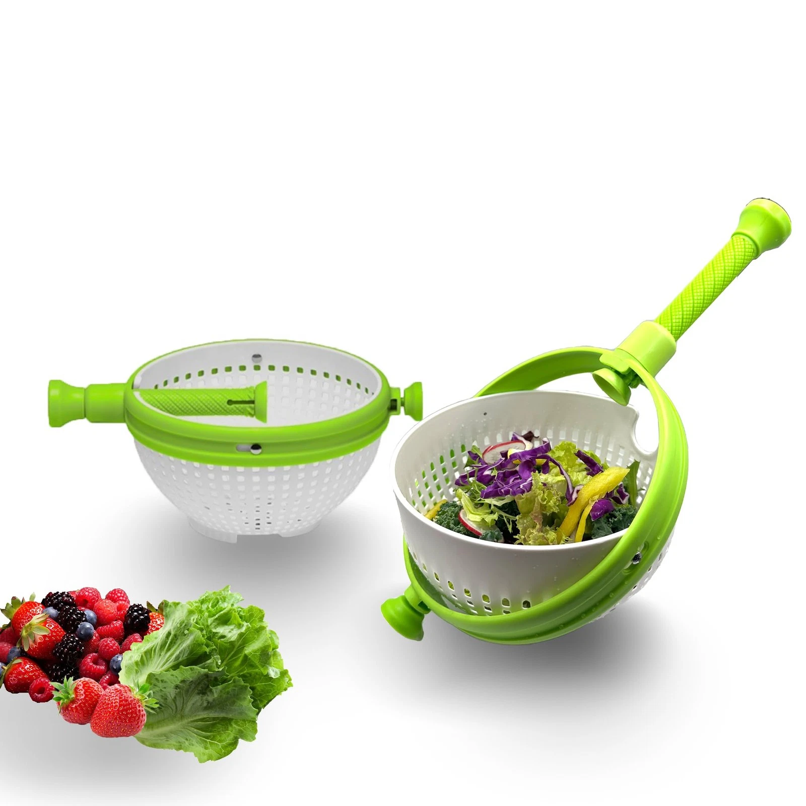 Collapsible Salad Spinner 3-in-1, 3Qt Space Saving Colander & Vegetable Dryer...