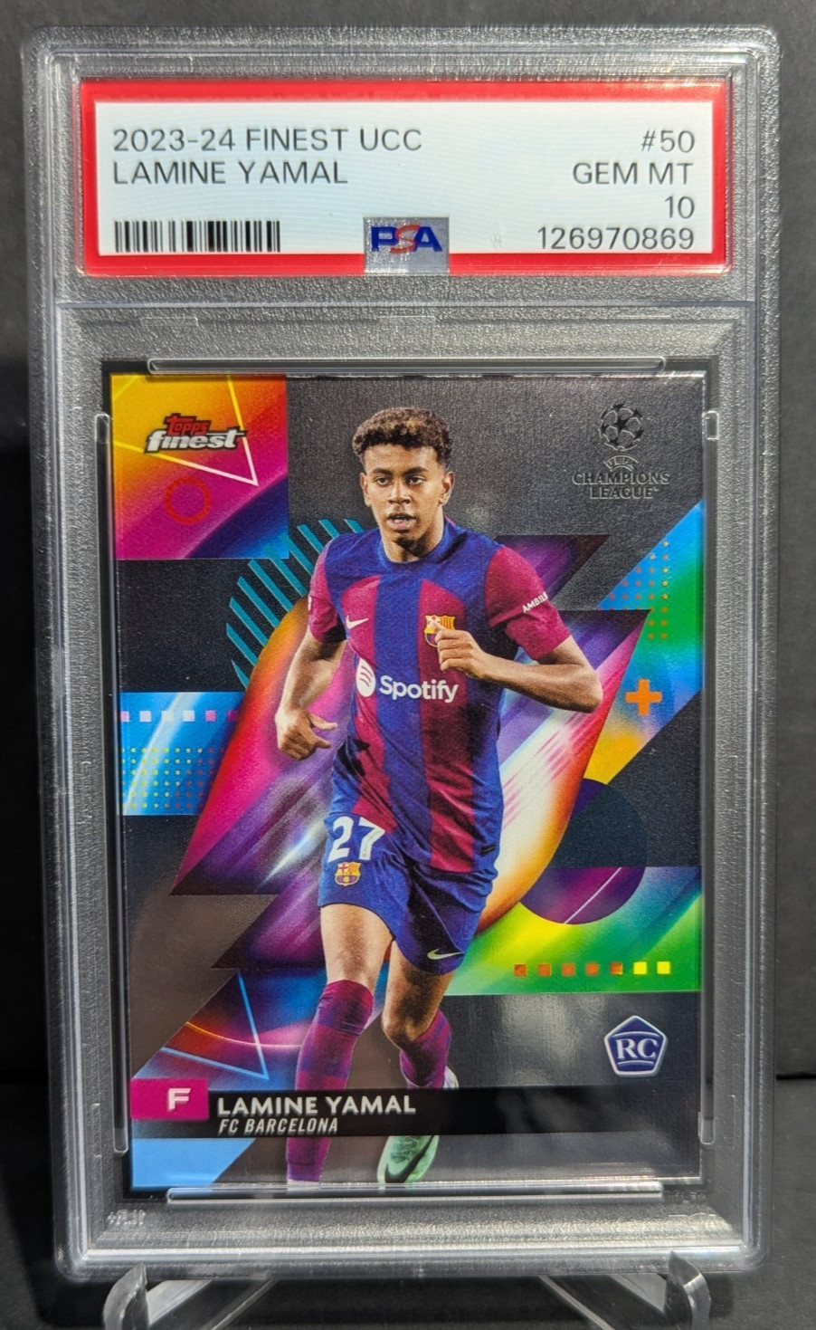 2023-24 TOPPS FINEST UEFA CLUB COMPETITIONS #50 LAMINE YAMAL ROOKIE RC PSA 10