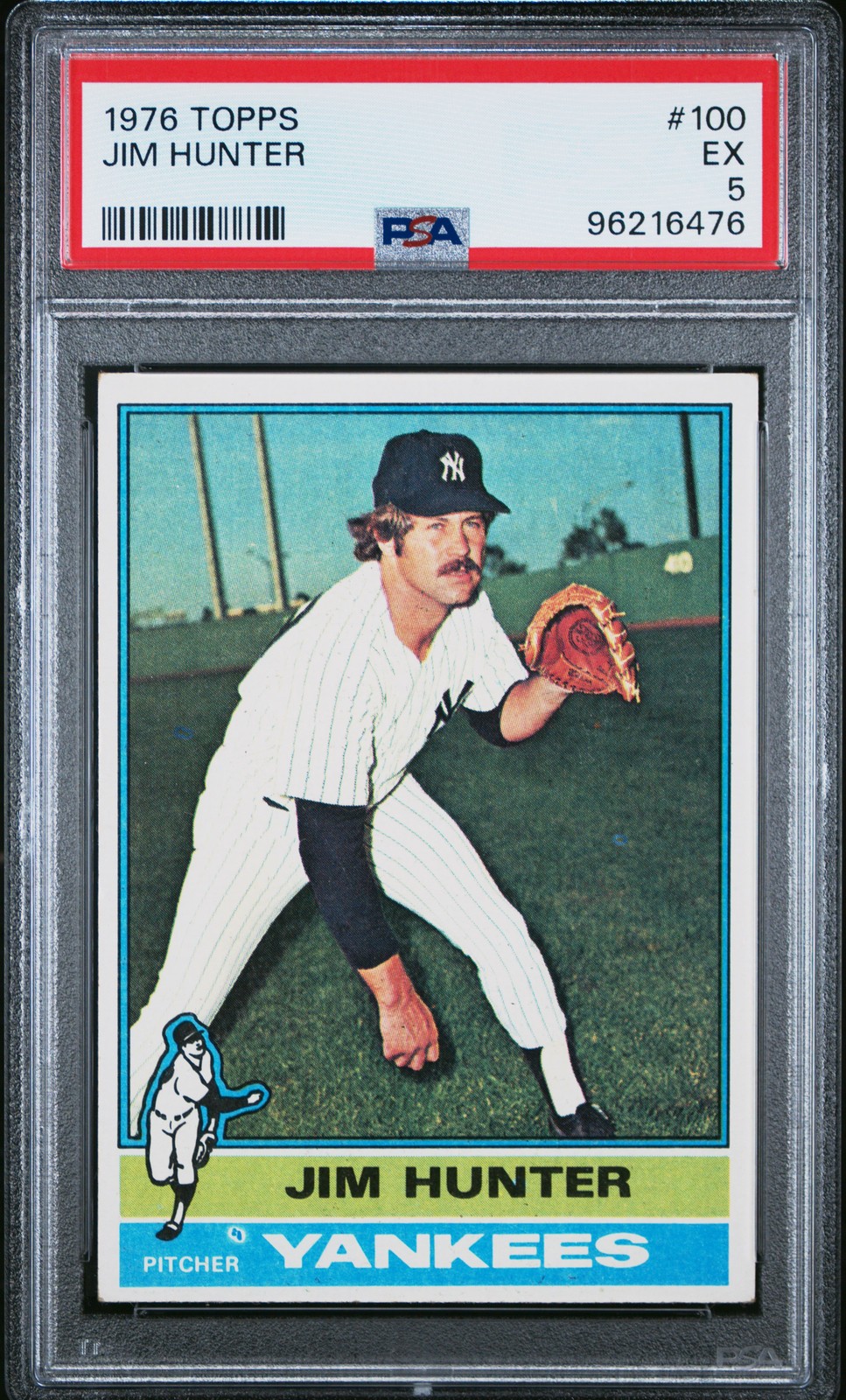 1976 TOPPS #100 JIM HUNTER PSA 5