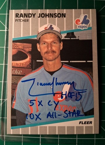 1989 FLEER Randy Johnson Rookie  Baseball Card #381 Autograph