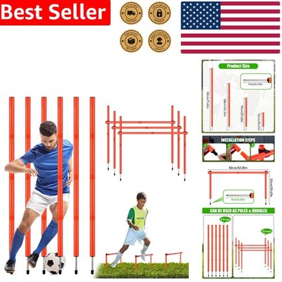 Durable Soccer Agility Poles Set - 6FT Adjustable Speed Training Slalom Sticks