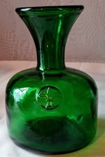 Vtg Emerald Green Glass Blown Italian Decanter/Carafe G. AZ 4