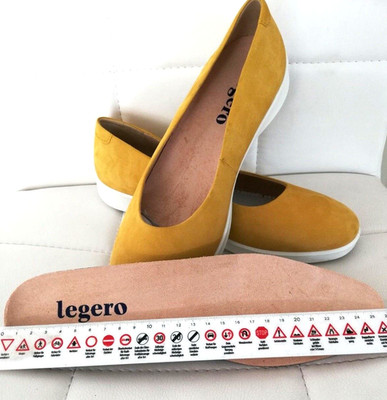 Legero Damen Lucca Geschlossene Ballerinas Nubuk Weite G Leder gelb Größe 39 Neu