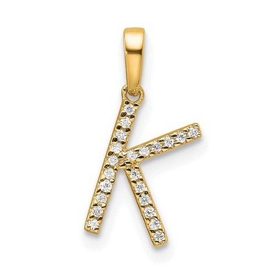 10K Yellow Gold Diamond Letter K Initial Pendant PM9798K-007-1YA