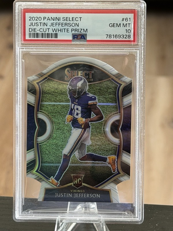 2020 Justin Jefferson RC Panini Select Die-Cut White Prizm PSA 10 Vikings
