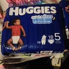 NEW HUGGIES OVERNITES ALLL-NIGHT DIAPERS - Size 5 Over 27 lb. - 18 COUNT