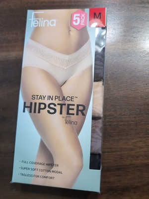 Felina Womens 5-Pack Stay In Place Hipster Panties Soft Cotton Modal, Size M