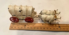 Vintage Barclay’s lead ox drawn 1849 covered wagon toy