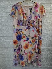 New Adrianna Papell Floral Ruffled Midi Dress Size 24W Multicolor