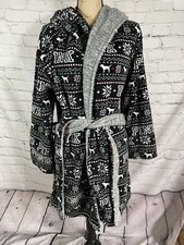 Victoria's Secret Plush Graphic Logo Robe Fleece Reversible M