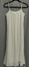 Womens M Beige Full Lined Dress Sleeveless Strap Left-leg Slit Forever 21~ Used 