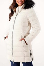 Nuage Reg. Stretch Puffer Coat W/ Removable Faux Fur Trim Hood Sand