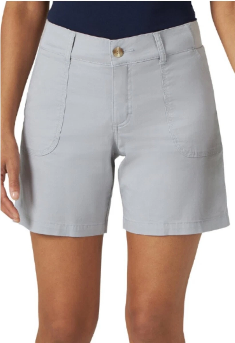 Women s 22M Lee Riders Utility Shorts Comfort Waist Pockets Midrise Cotton Chic