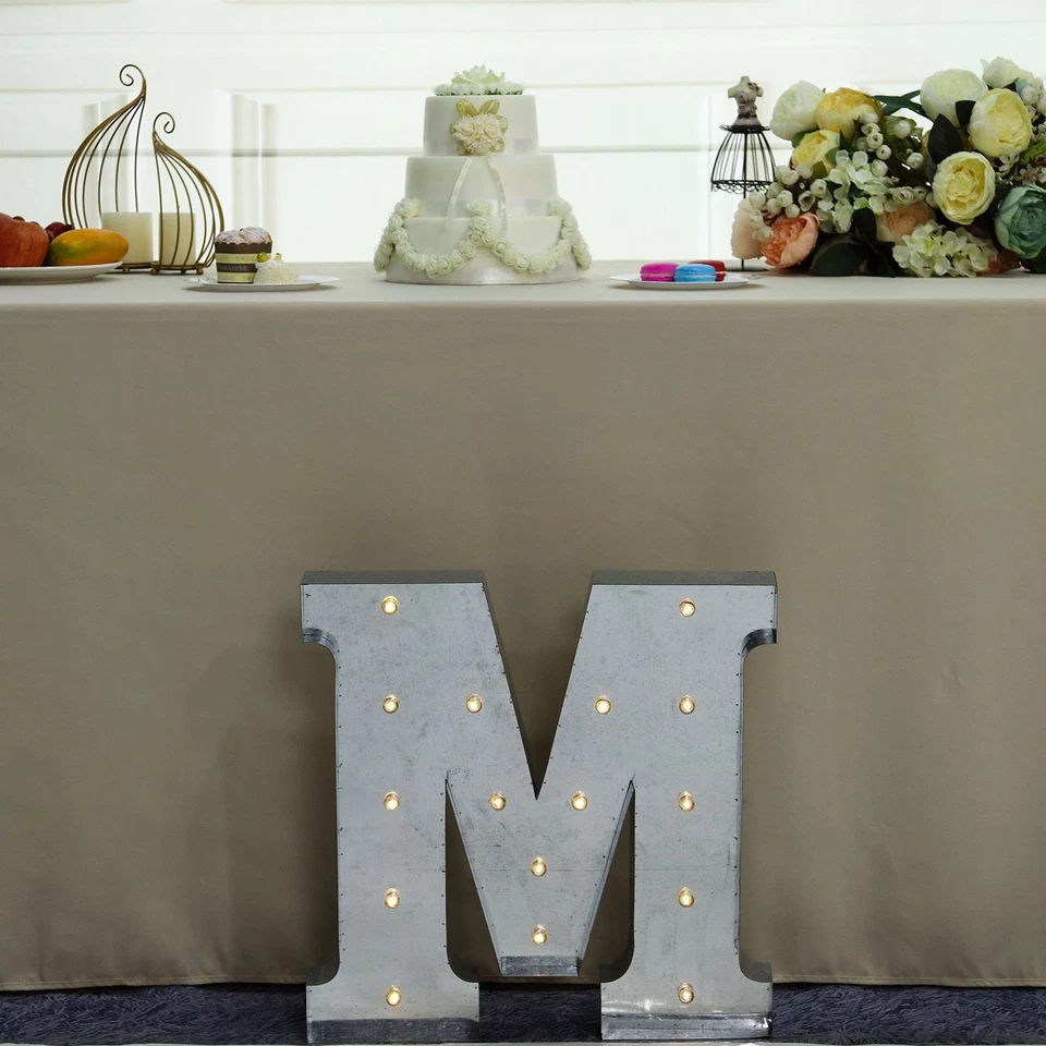 1.7 ft Silver Light Up Letter M Metal Marquee Signs Party Backdrop Supplies - Image 3 of 4