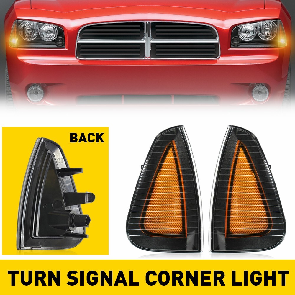 「258」06-08 ダッジ チャージャー RT　コーナーランプ　フォグランプ For 06-10 Dodge Charger Amber Front Turn Signal Lamps Corner-Light