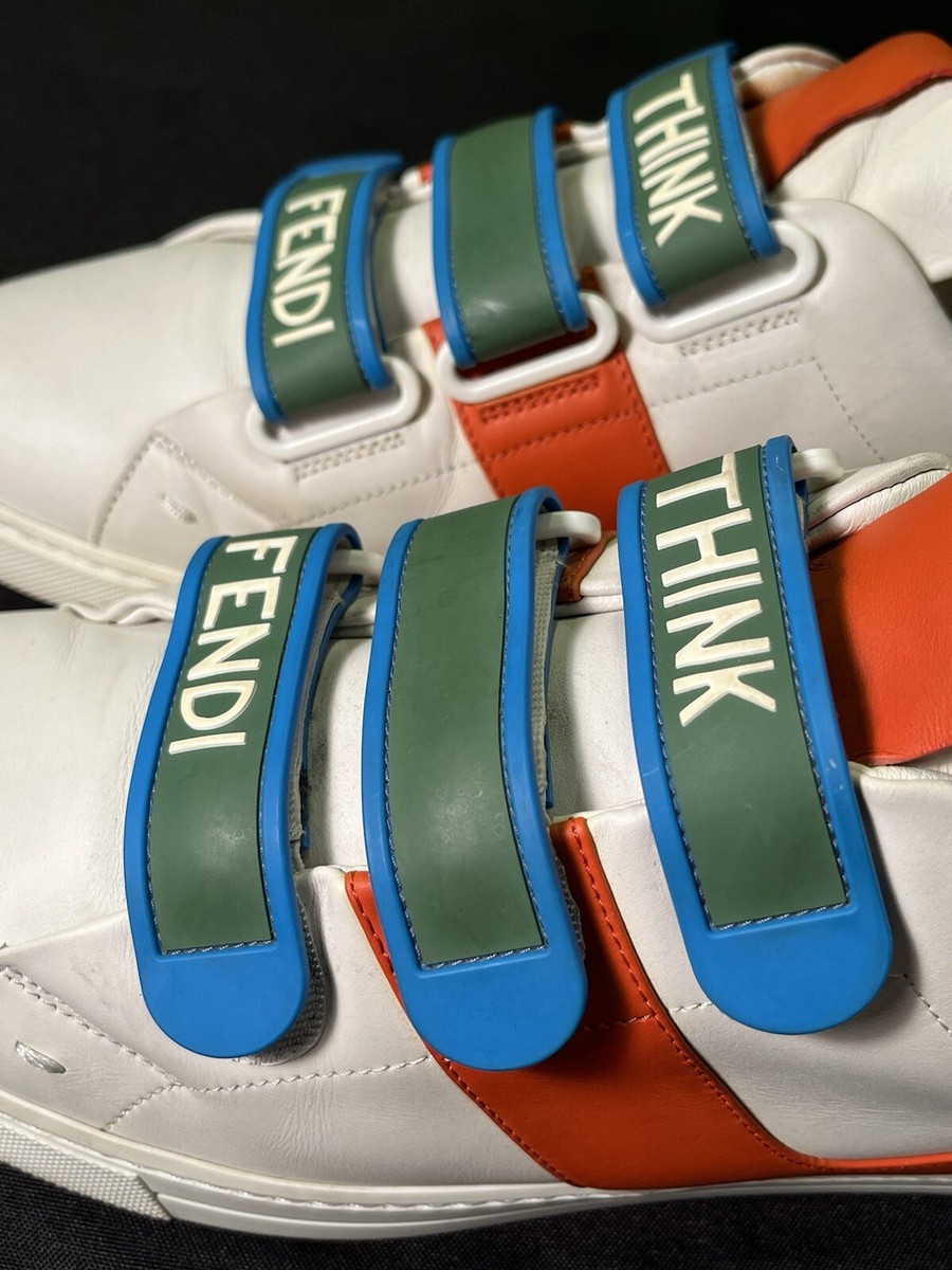 FENDI LEATHER SHOES SNEAKERS “ THINK “ FENDI SIZE 9 FITS US 10 EU