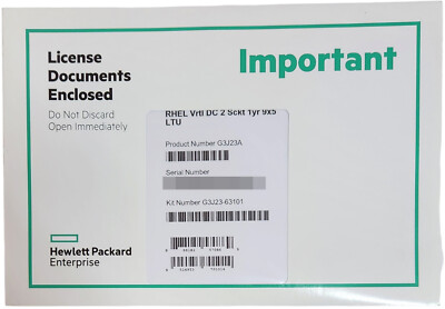 HPE Red Hat Enterprise Linux for Virtual Datacenters 2S 1yr 9x5 LTU