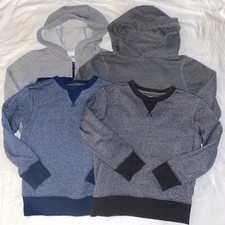 Boys Sweatshirts Hooded Pullover S 6 Gray Navy Lot Of 4 Fall Winter Long Sleeves