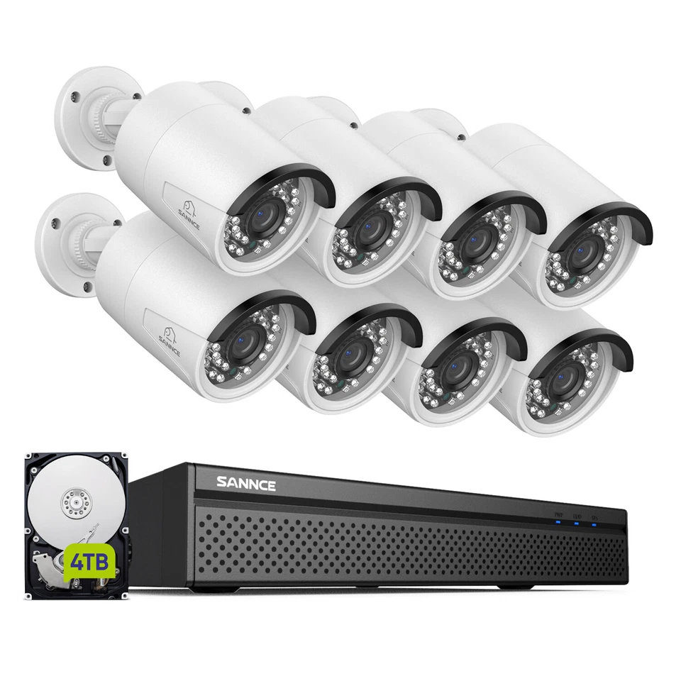 Sistema de cámara de seguridad SANNCE 8CH 4K NVR 3MP POE audio bidireccional detección humana Foto 2 de 4