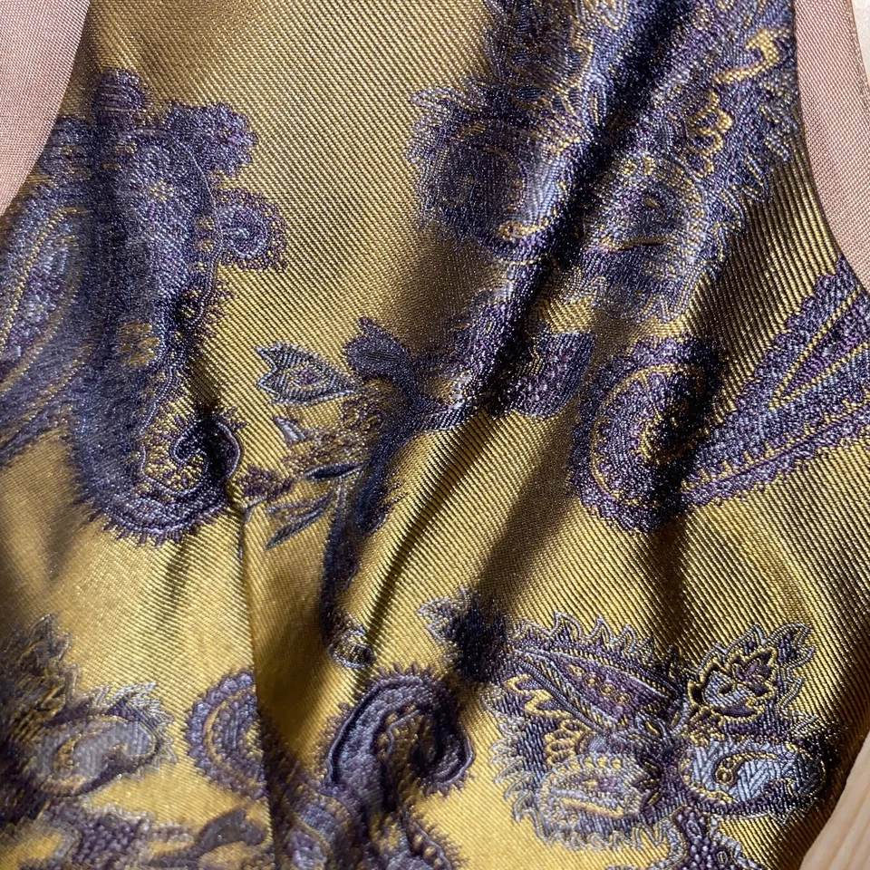 VTG Finity Womens Size 4 Gold Paisley Silk Vest Button Up Lined - Image 2 of 4