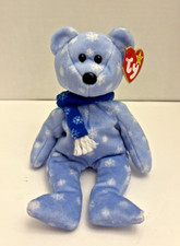 Ty Beanie Baby 1999 HOLIDAY TEDDY Blue with Snowflakes MWMT's