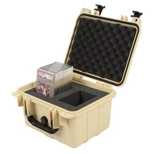 Beige Waterproof Graded Card Storage Box Deep Travel Case Slab Holder Protector