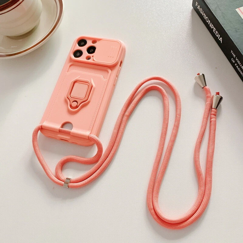 Durable TPU Ring Holder Phone Case for iPhone 14 13 12 11 Pro Max XS with Neck Lanyard