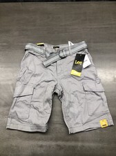 Lee Shorts Youth Size 12 Relaxed Fit Gray With Belt NWT